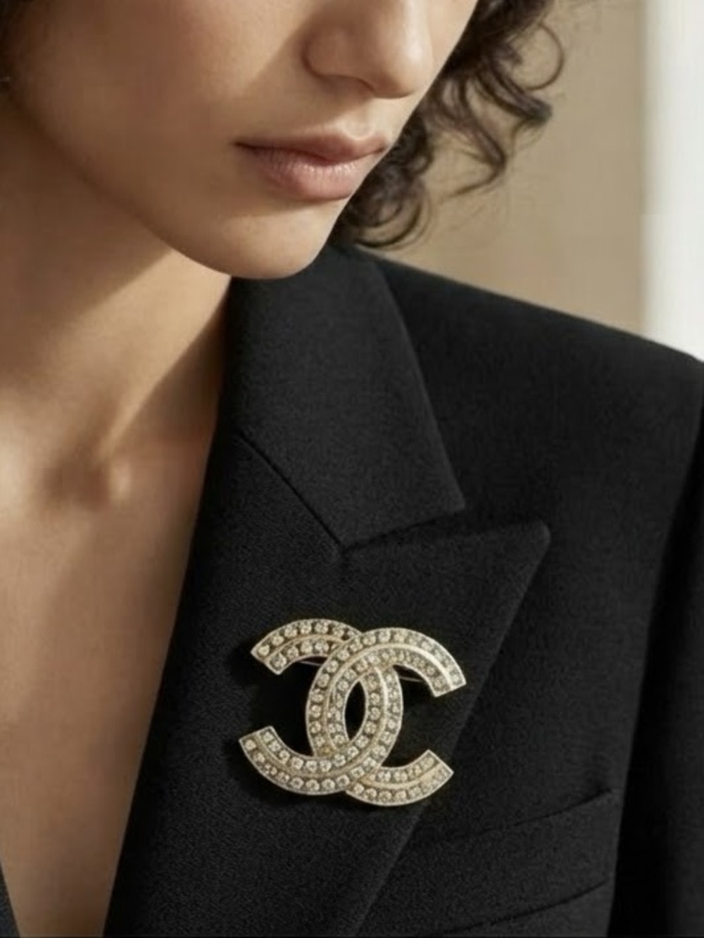 CHANEL Crystal Embellished Brooch